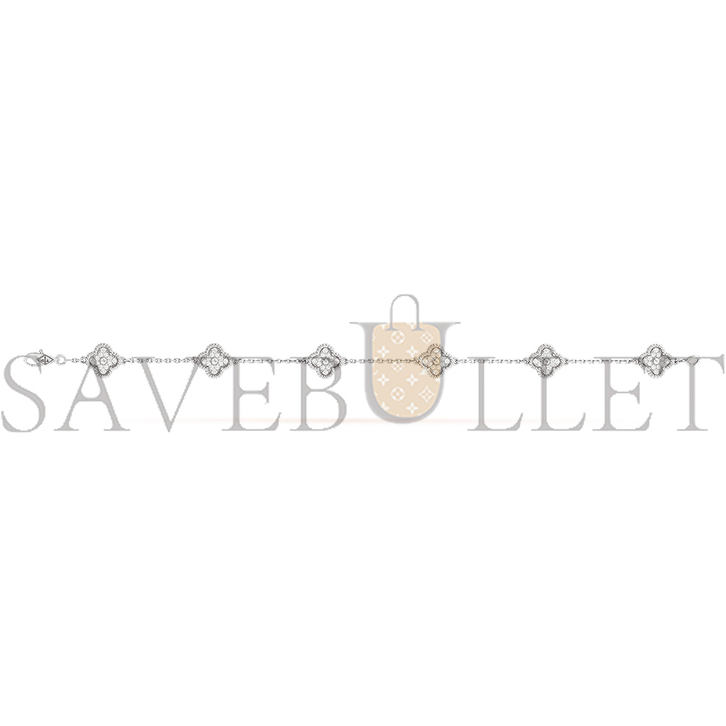 v*n cl*f arpels sweet alhambra bracelet, 6 motifs - white gold, Di*m*nd  vcaro85700